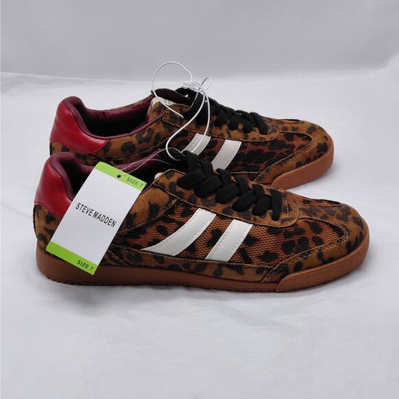 Steve Madden Benett Womens Sneakers Sz 7M Leopard Print Lace Up Low Top Gum Sole - Picture 12 of 13